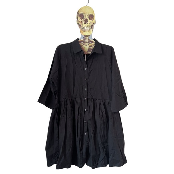 NWT 🖤 Esmee Exclusive (via ASOS) oversized mini shirt dress in black. SIZE 2 - Picture 7 of 11